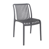 Liv Outdoor Chair in grey featuring UV-resistant, weatherproof plastic construction, stackable design for easy storage, and comfortable, durable seating for patios, gardens, and balconies.